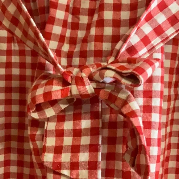 Red Gingham Casual Sundress with Flutter Cap Sleeves - Picture 5 of 5